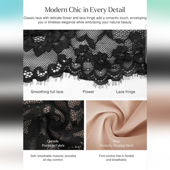 Popilush Black Lace V Neck Shapewear Tummy Control Bodysuit Size 3XL - Picture 4 of 10